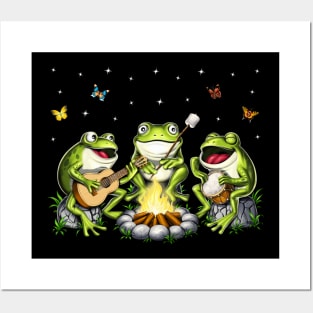 Cottagecore Frogs Camping Posters and Art